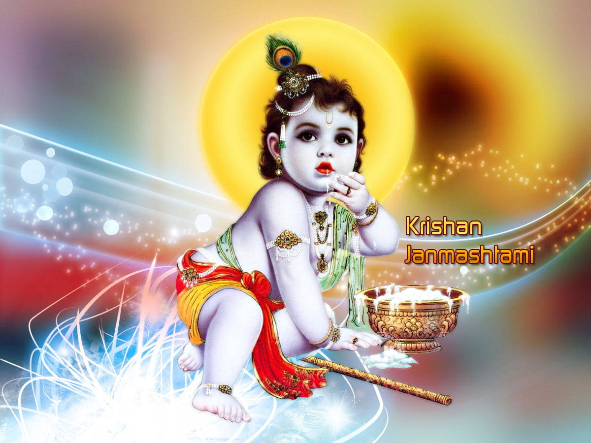 Beautiful Krishna Thief Of Butter Wallpaper