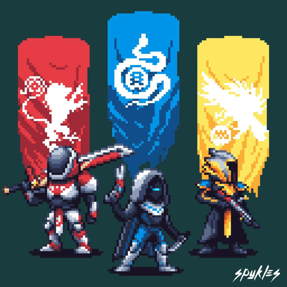 Beautifully Crafted Pixel Art Of Bungie's Destiny Wallpaper