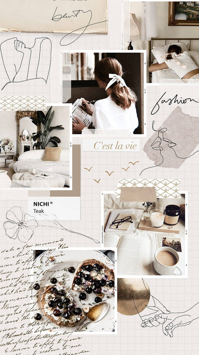 Beige Aesthetic Collage Wallpaper