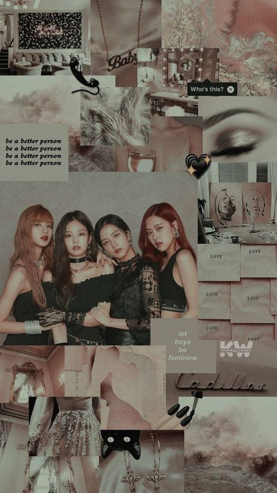 Beige Blackpink Aesthetic Collage Wallpaper