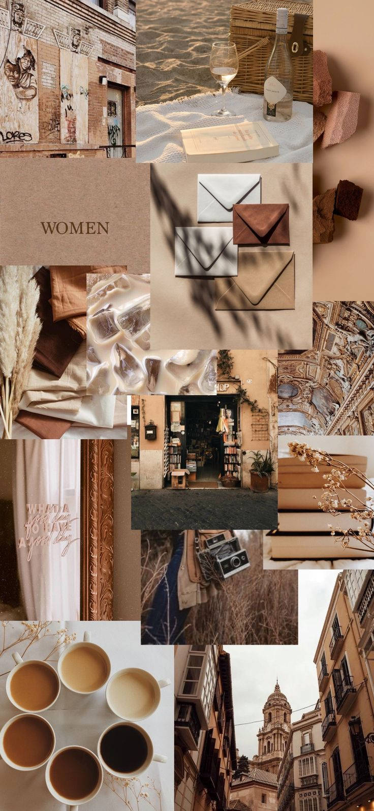 Beige Brown Aesthetic Collage Wallpaper