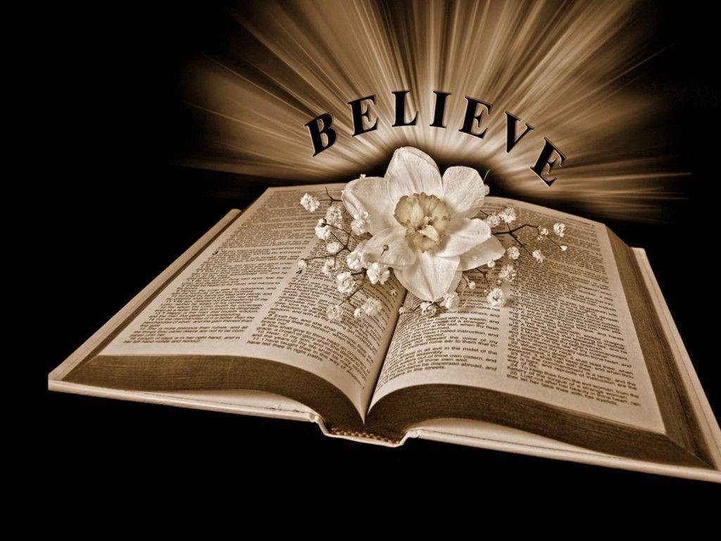 Believe Open Bible Daffodil Wallpaper