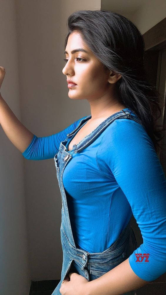 Bhojpuri Star Wearing Blue Top Wallpaper