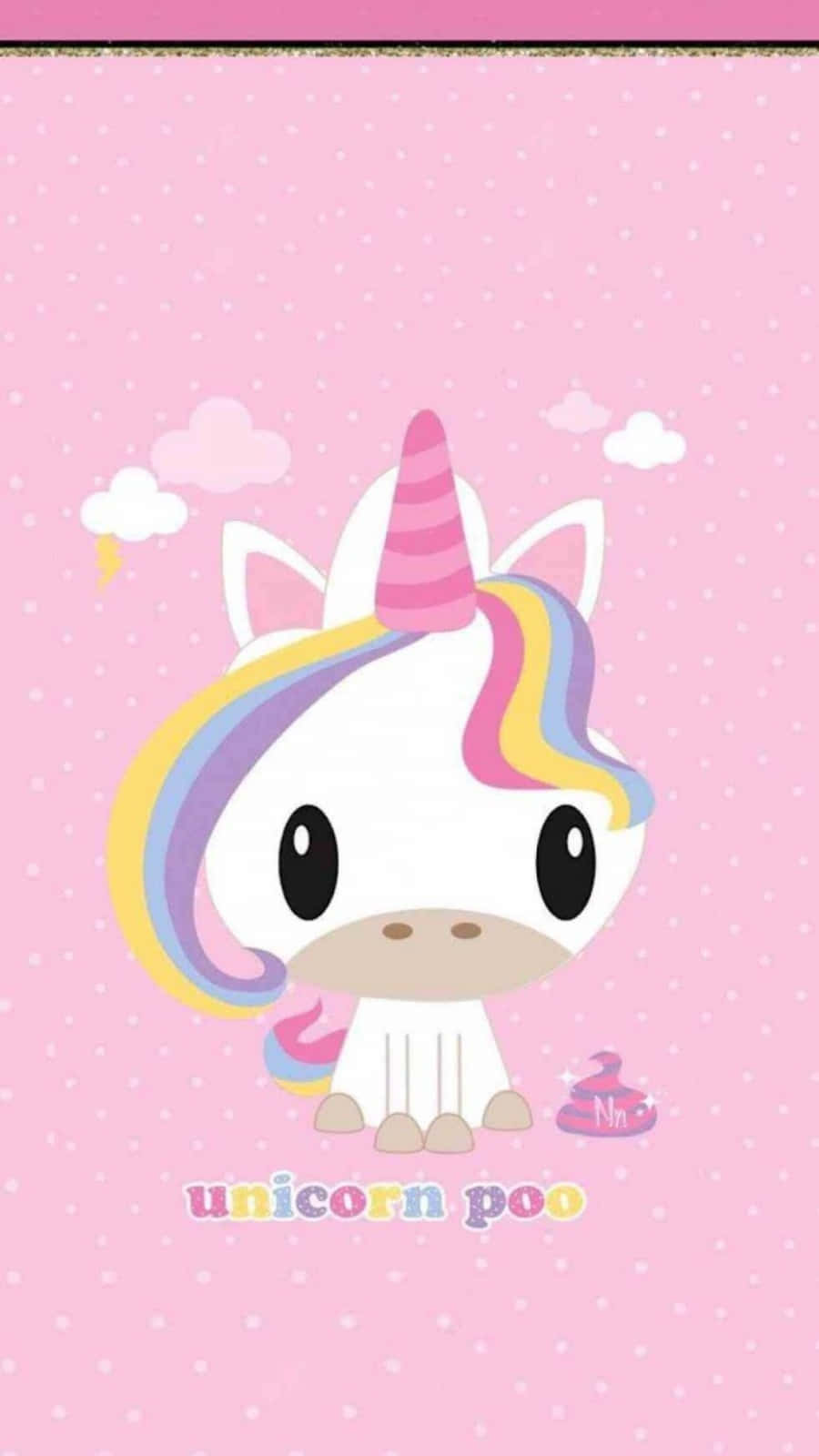 Big Eyed Iphone Unicorn Under Clouds Wallpaper