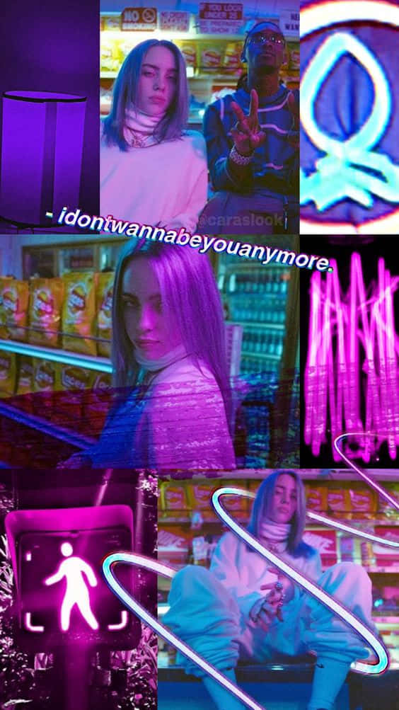 Billie Eilish Purple Moodboard Wallpaper