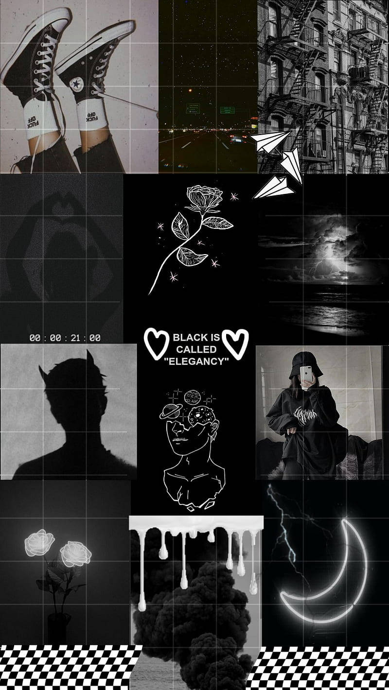 Black Aesthetic Iphone Elegant Collage Wallpaper