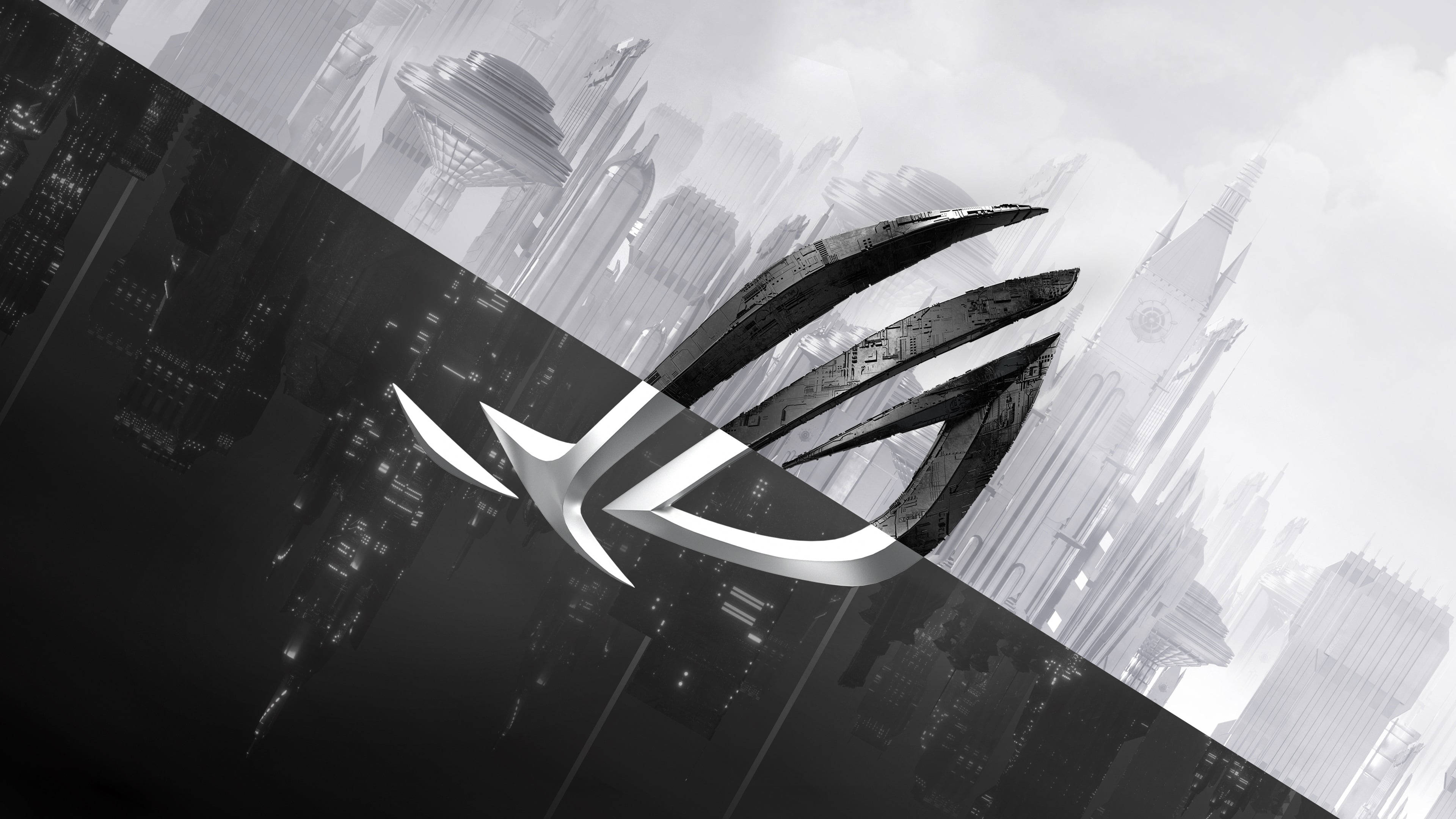 Black And White Asus Rog Gaming Laptop Logo Wallpaper