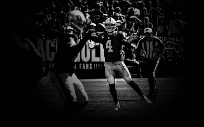 Black And White Derek Carr Posing Wallpaper