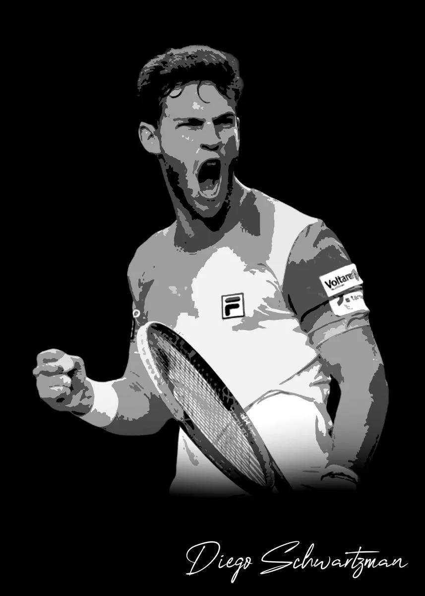 Black And White Diego Schwartzman Wallpaper