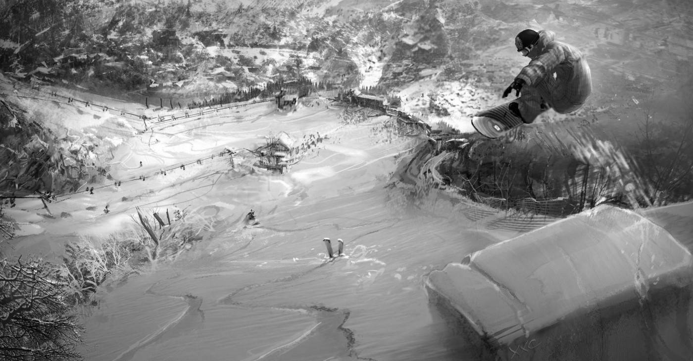 Black And White Man With Snowboard Leaping Wallpaper