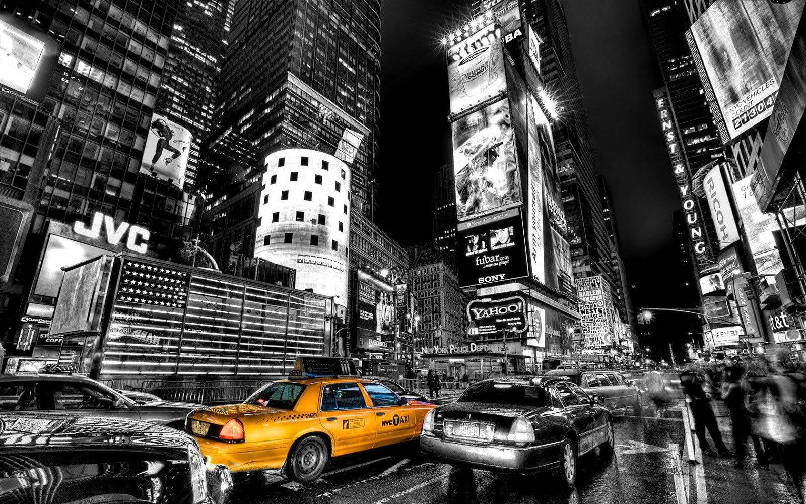 Black And White New York Night Street Wallpaper