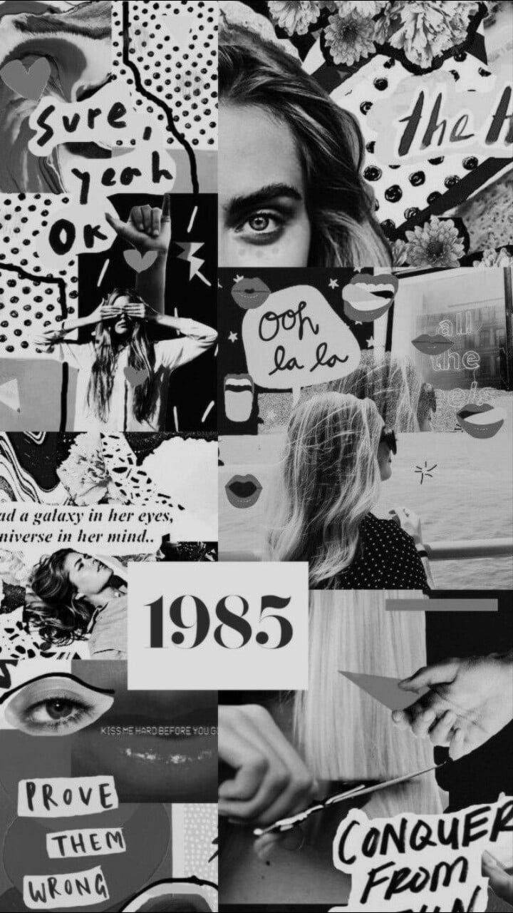 Black-and-white Vintage E-girl Aesthetic Wallpaper