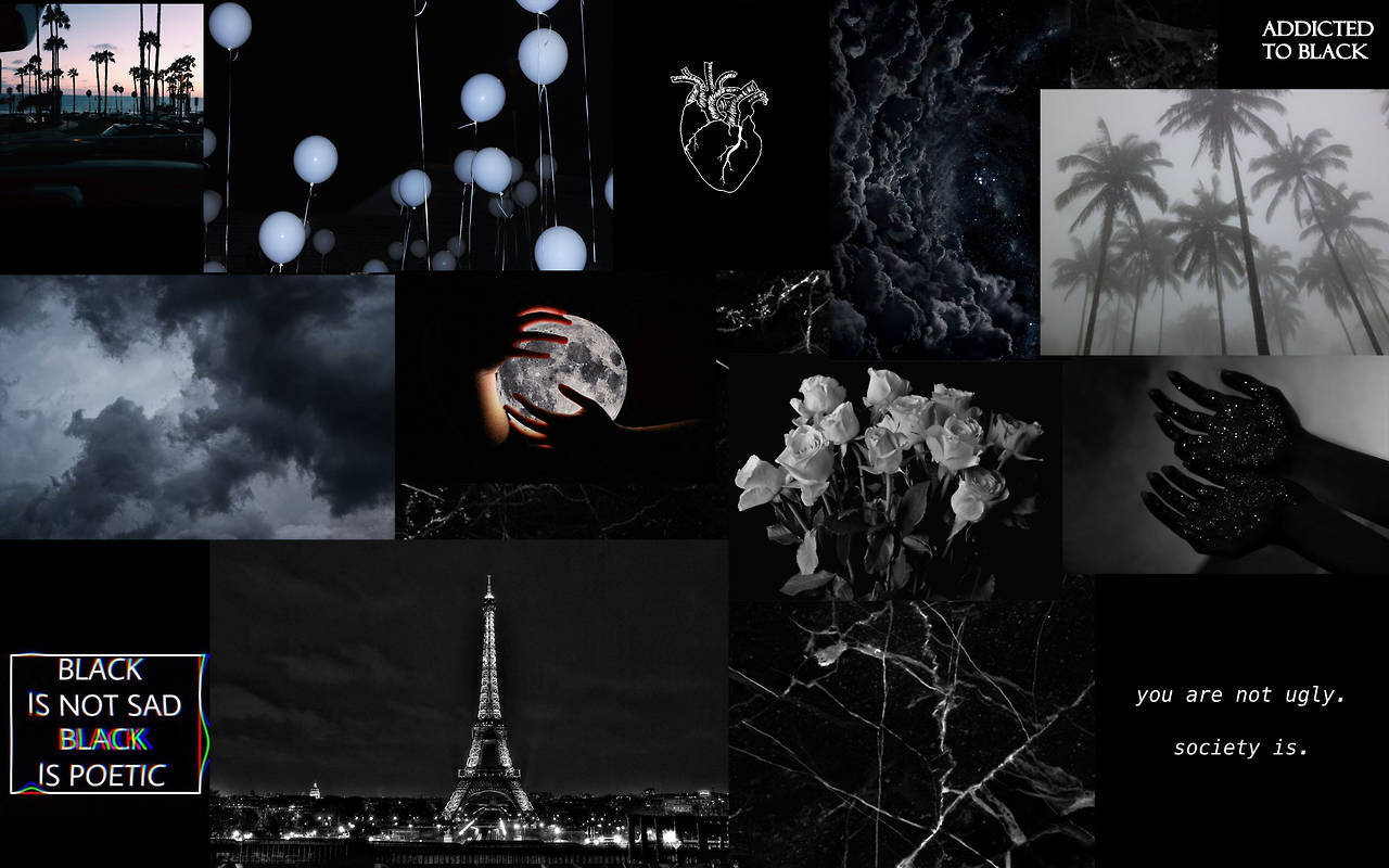 Black Collage From Pinterest Laptop Wallpaper