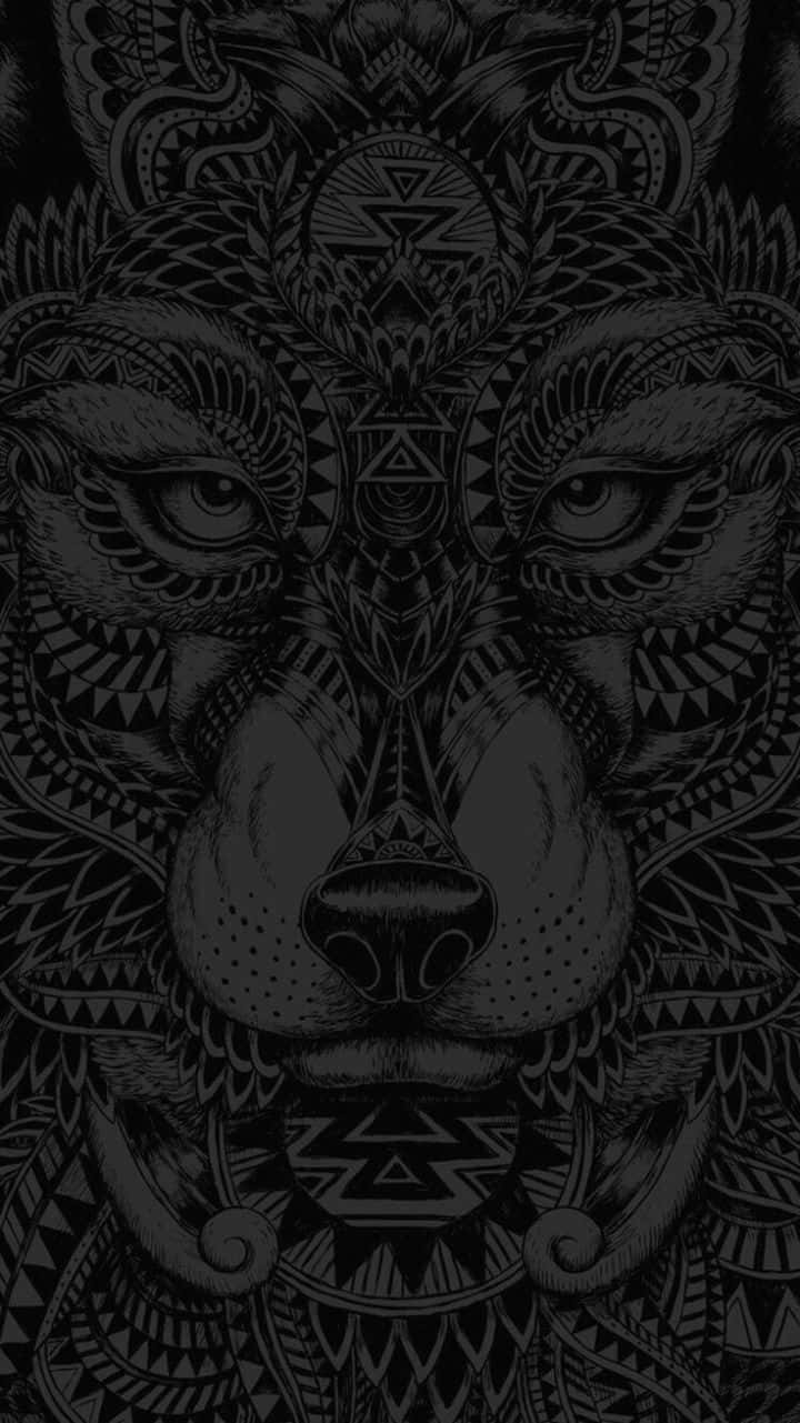 Black Dope Tribal Wolf Wallpaper