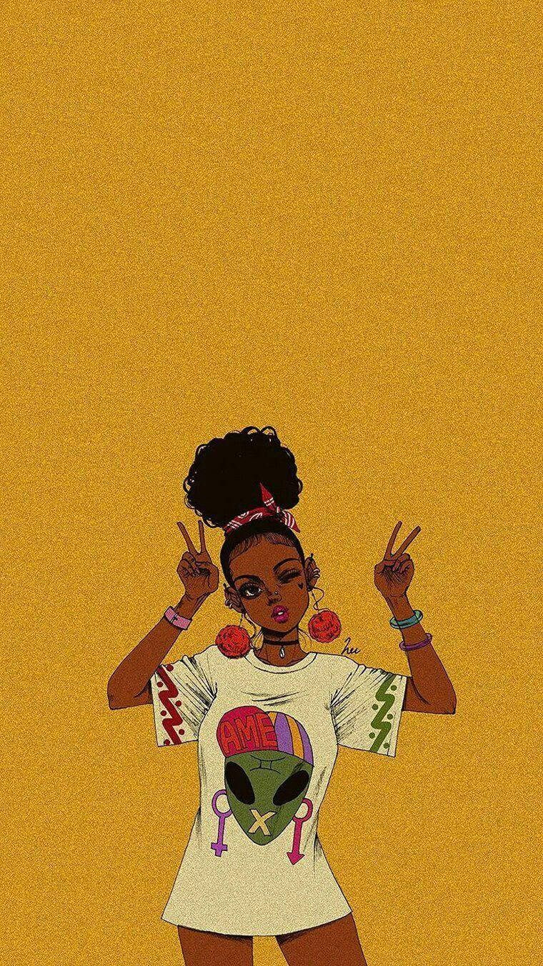 Black Girl Baddie With Alien Shirt Wallpaper