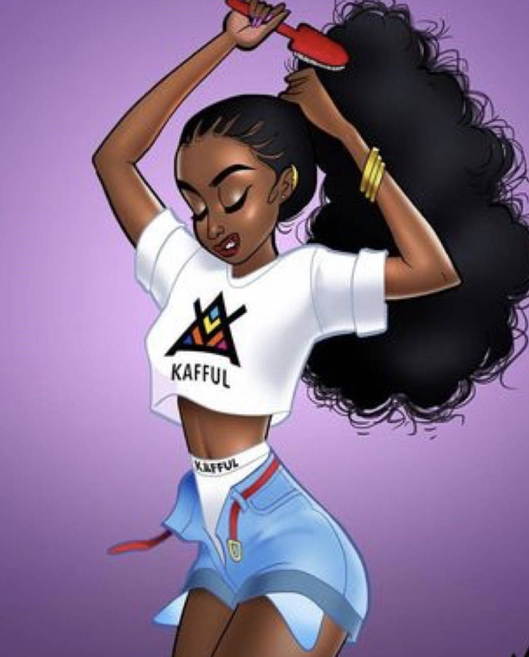 Black Girl Cartoon Dancing Wallpaper