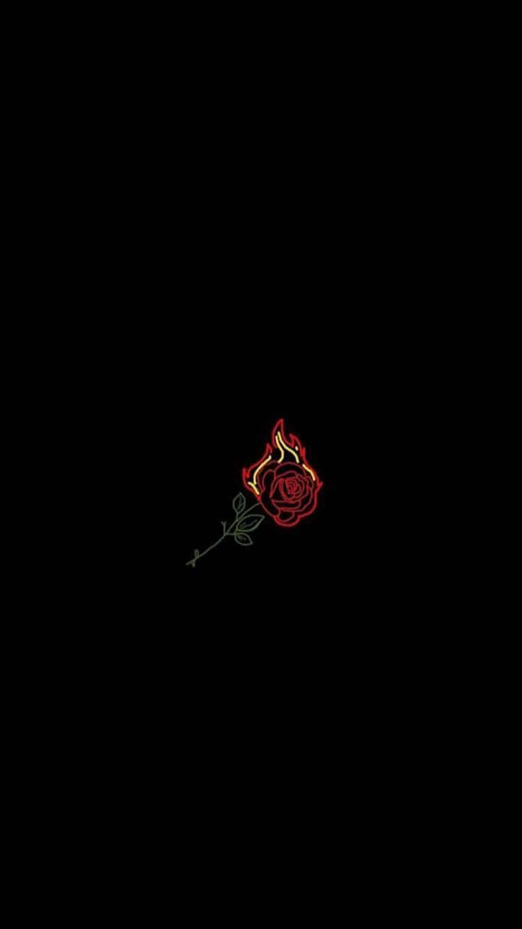 Black Retro Rose Art Wallpaper