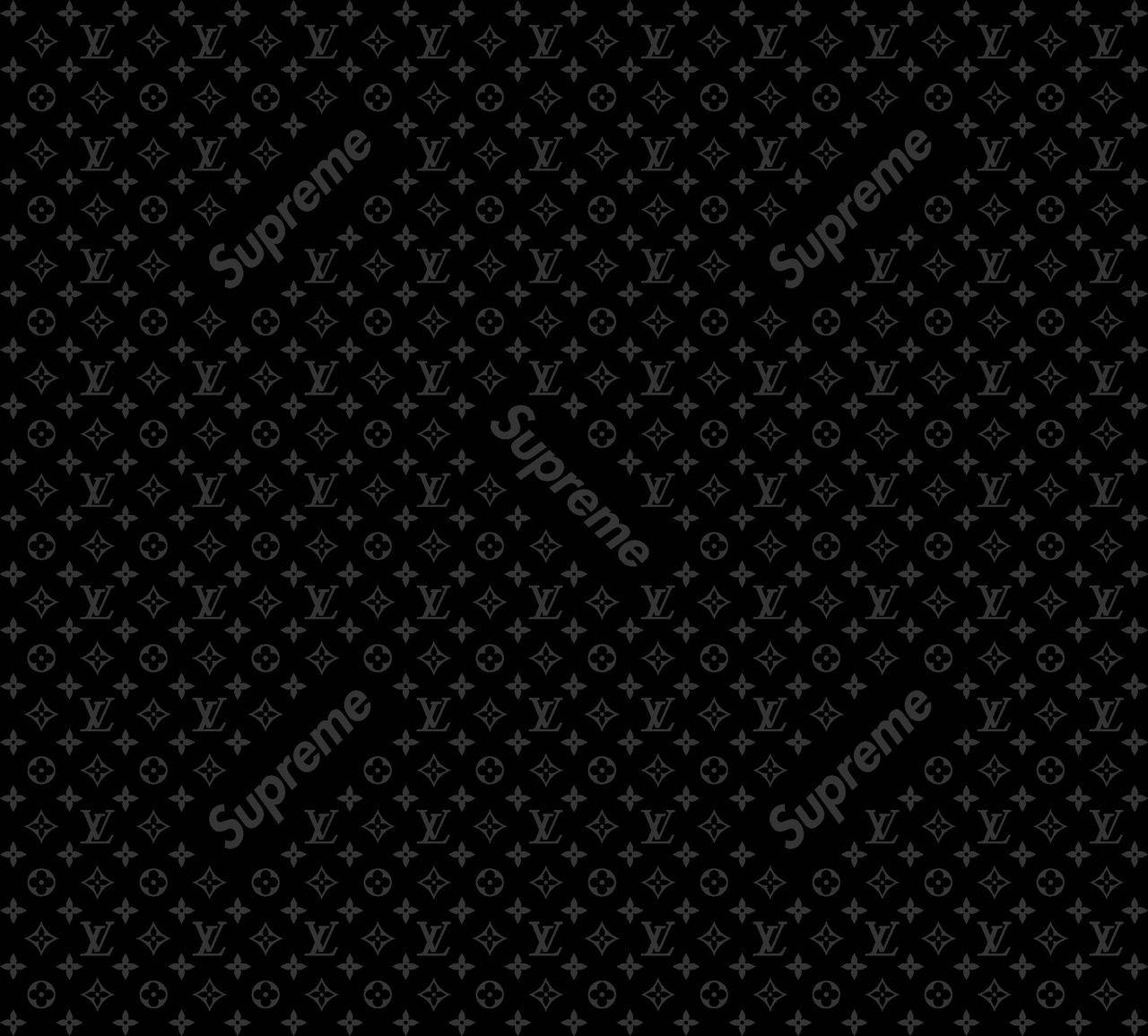 Black Supreme And Louis Vuitton Pattern Wallpaper