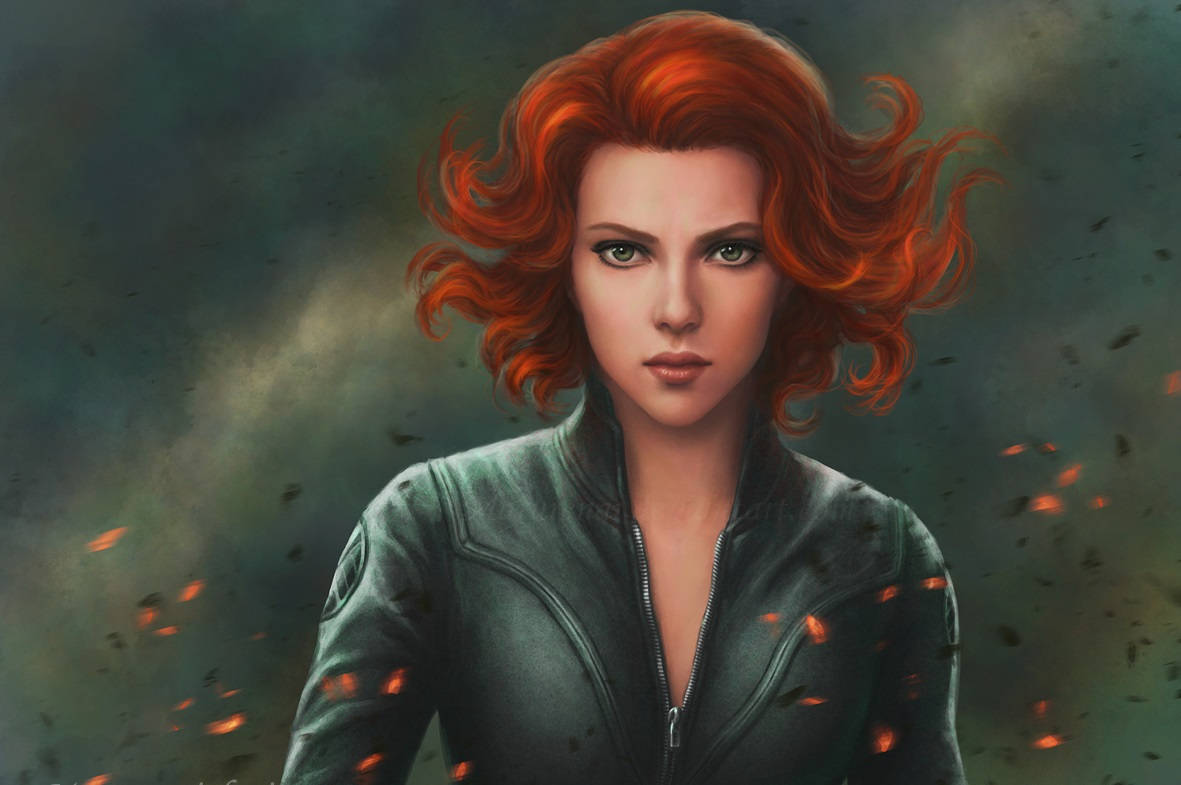 Black Widow Orange Hair Fanart Wallpaper