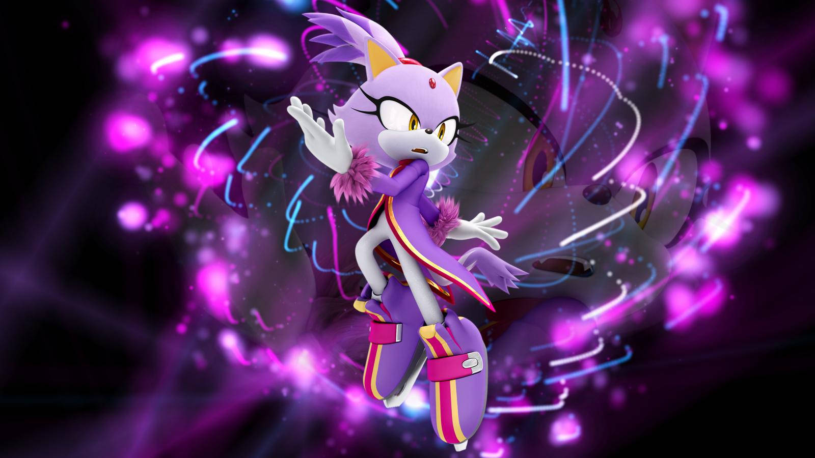 Blaze The Cat Black And Purple Wallpaper