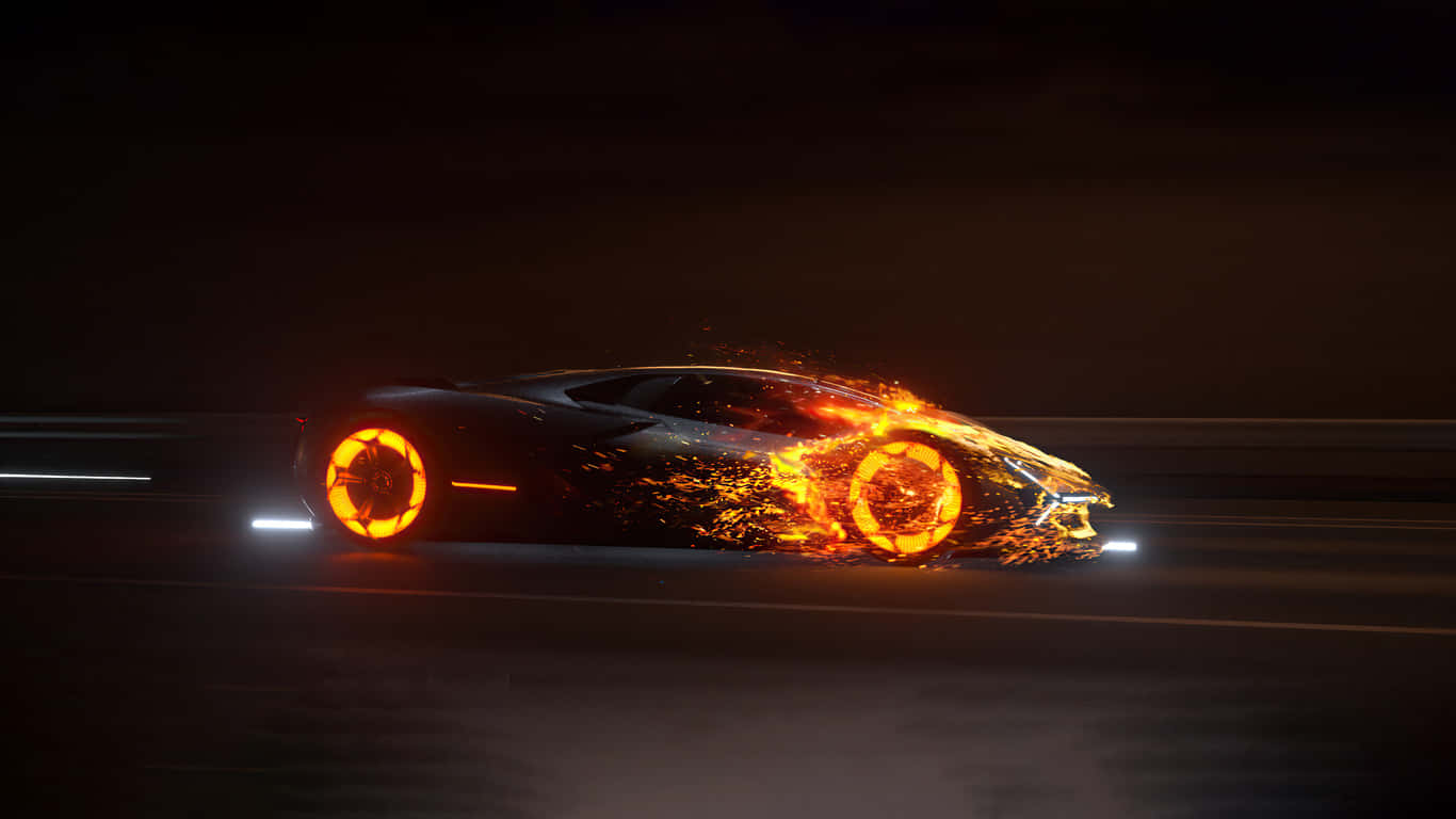 Blazing Lamborghini Nighttime Speed Wallpaper