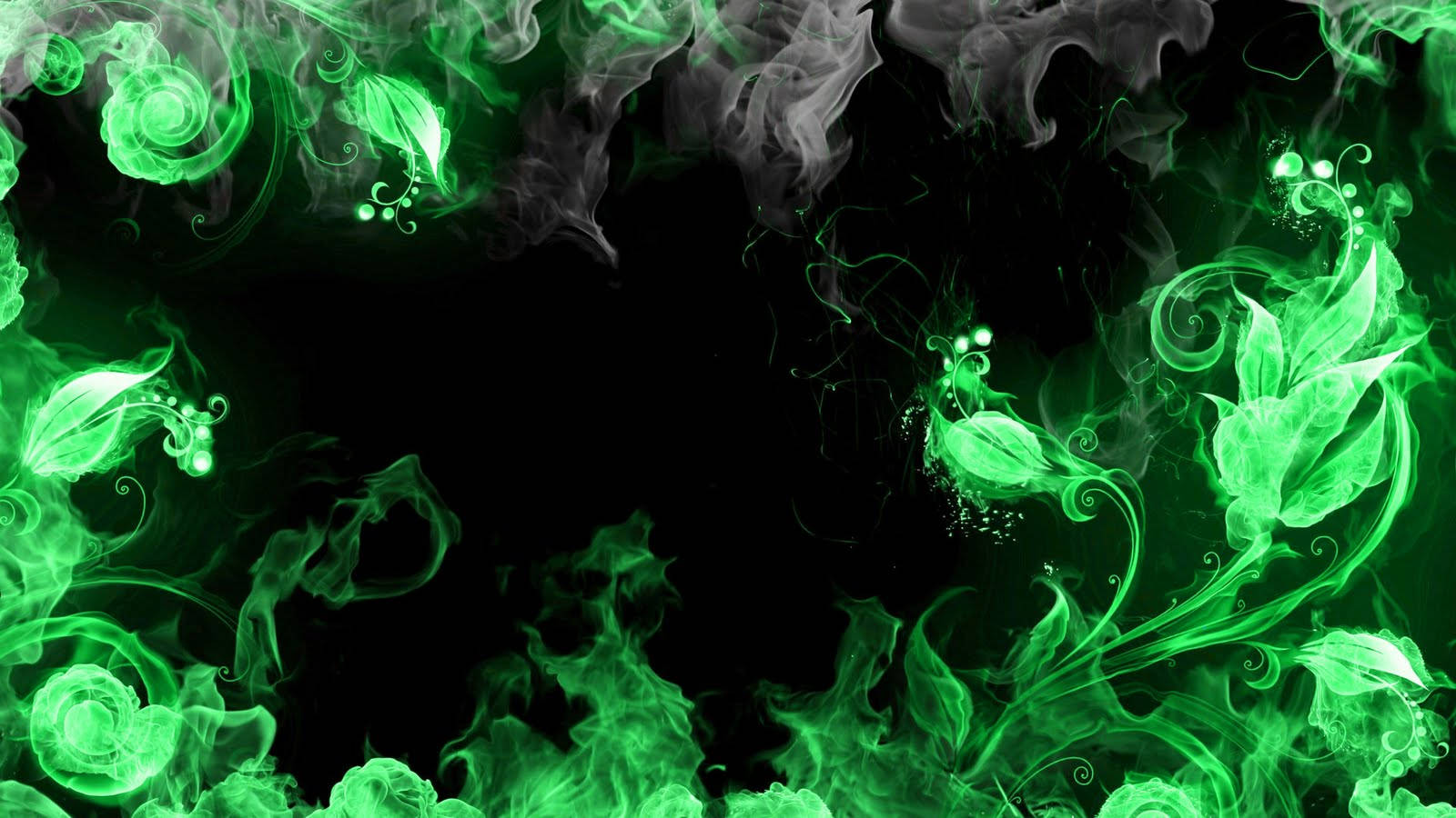 Blazing Plant Green Fire Wallpaper