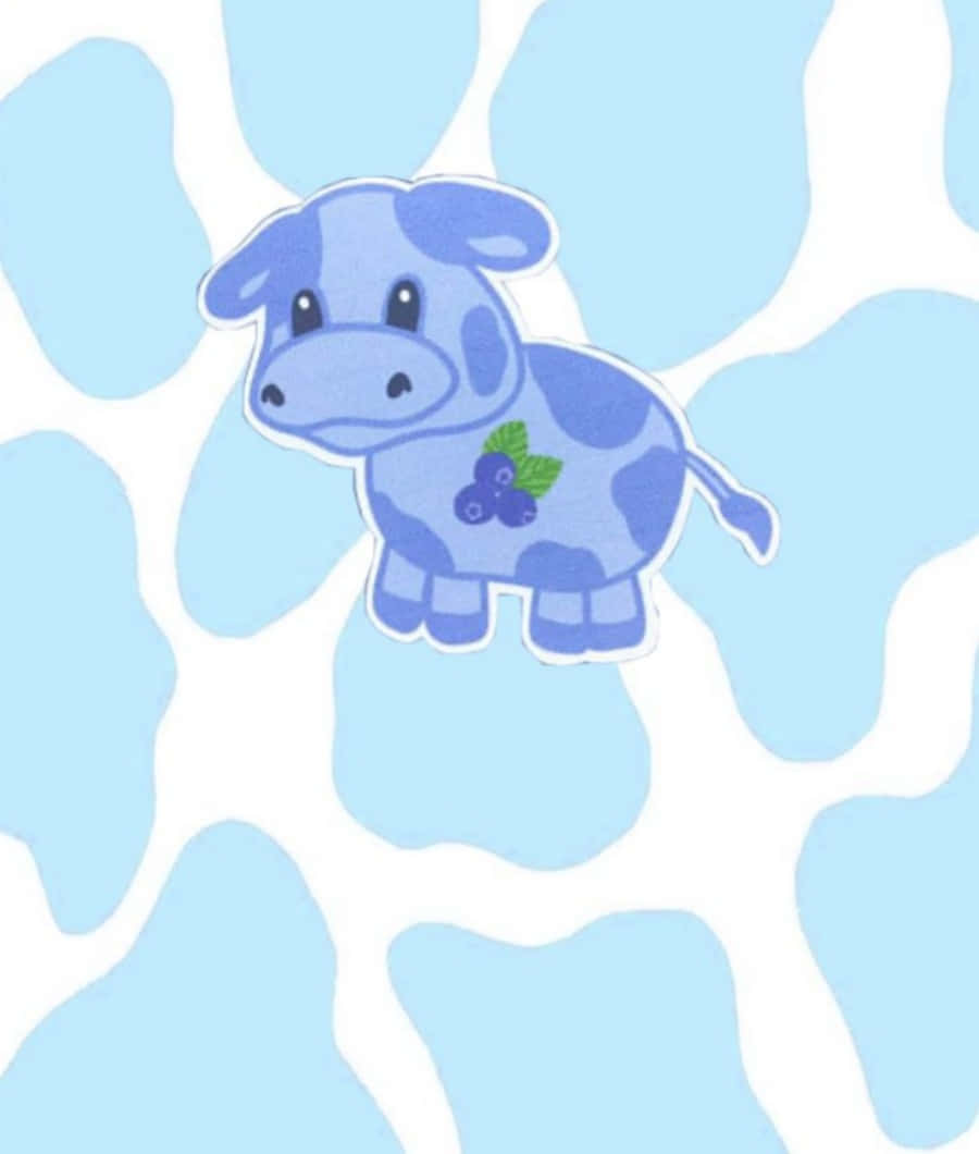 Blue Cow Print Blueberry Wallpaper