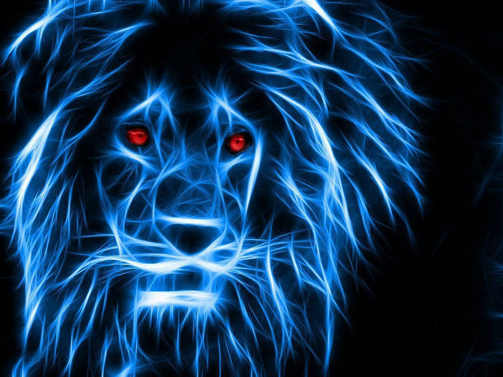 Blue Fire Lion With Red Eyes Wallpaper