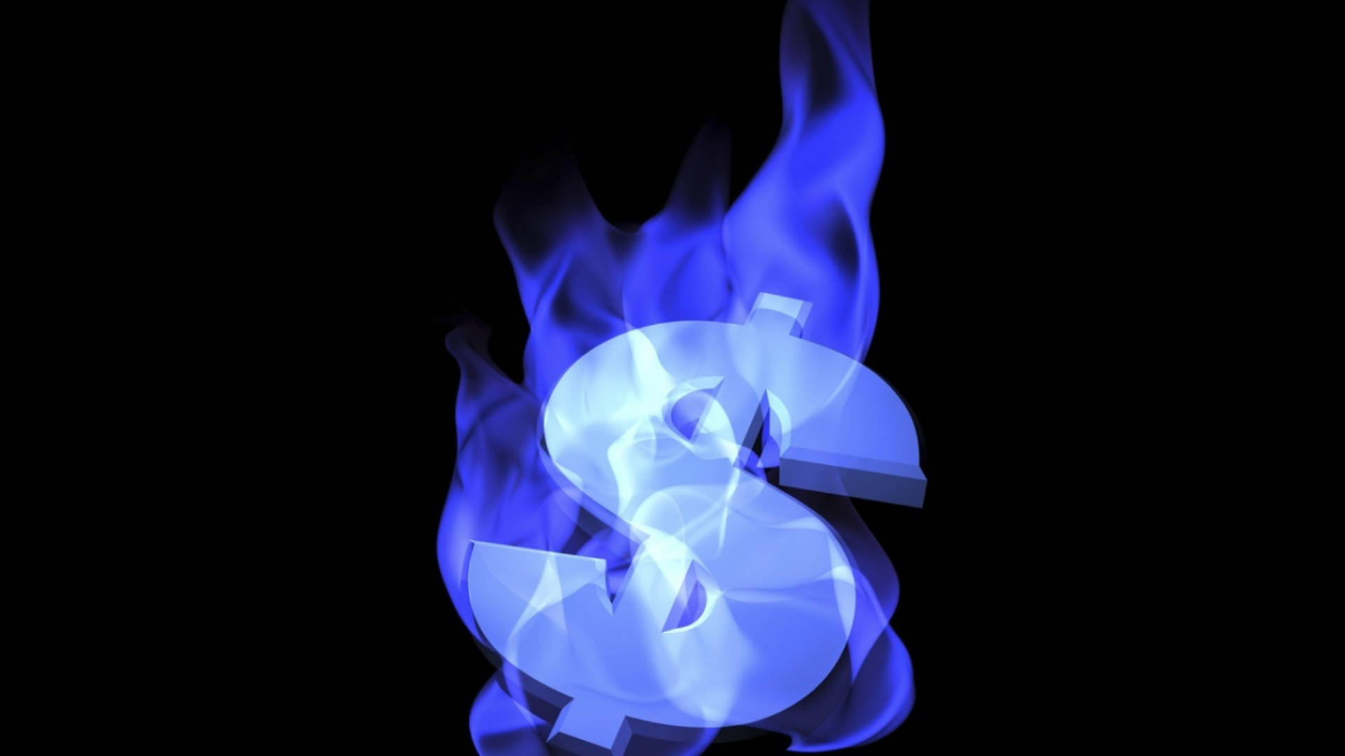 Blue Flames Dollar Wallpaper