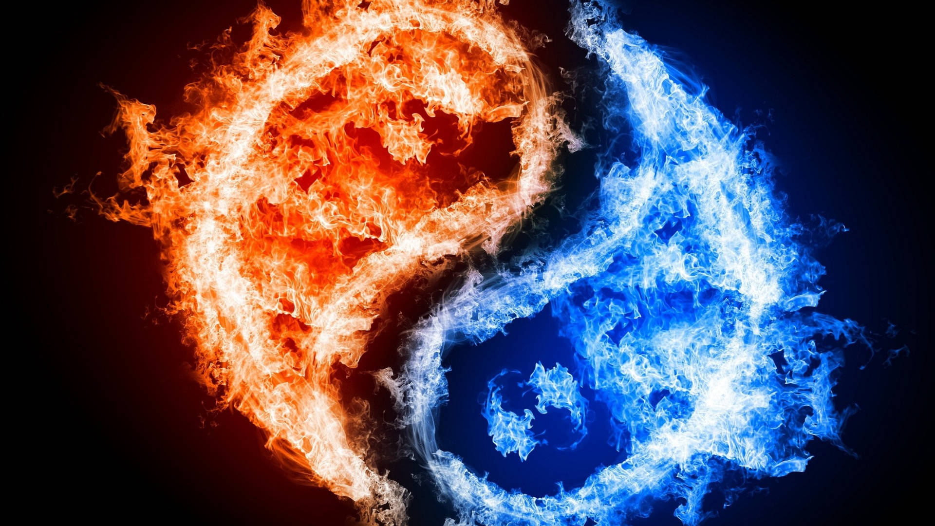 Blue Flames Yin And Yang Wallpaper