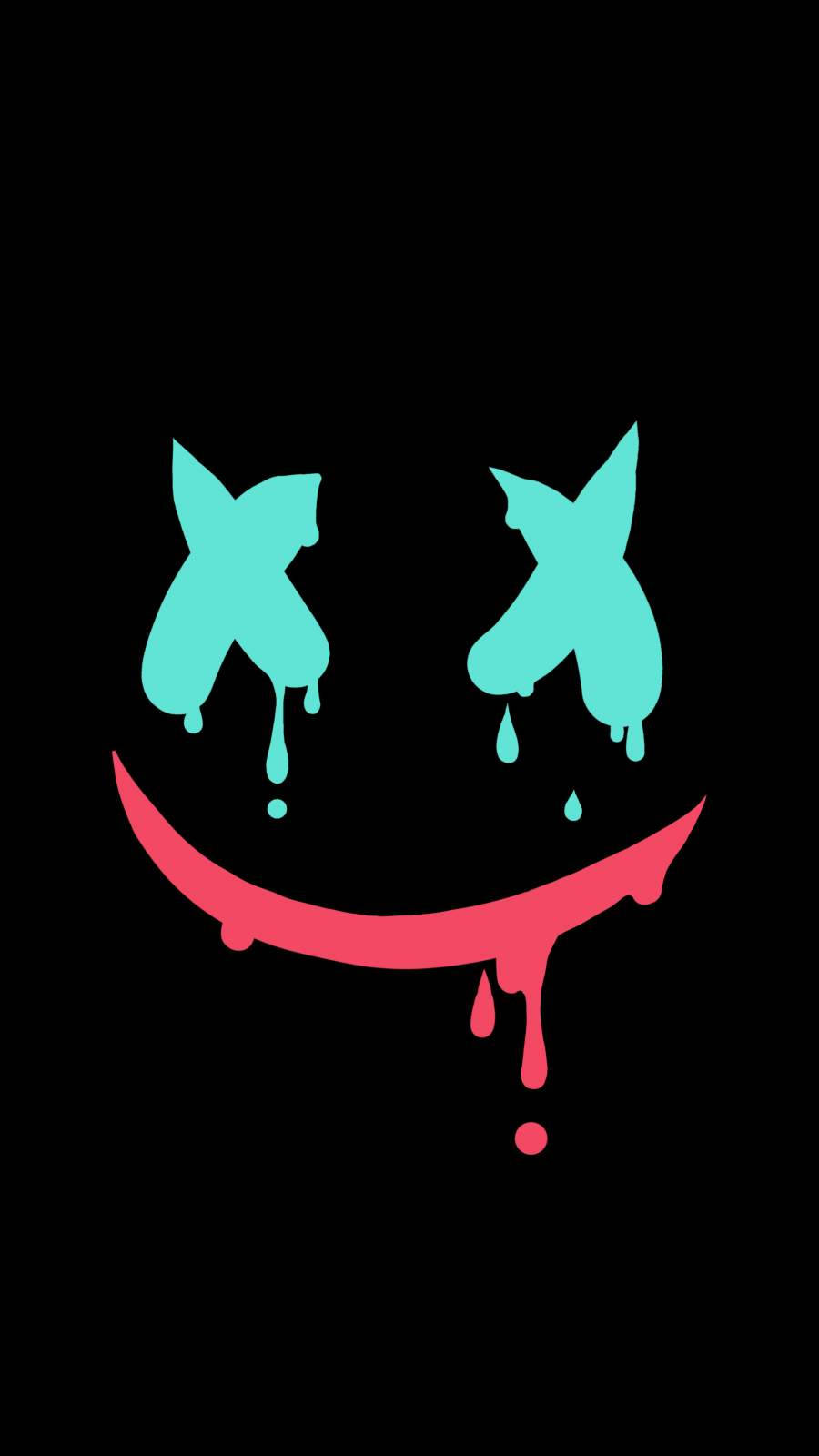 Blue Pink Black Marshmello Smile Wallpaper