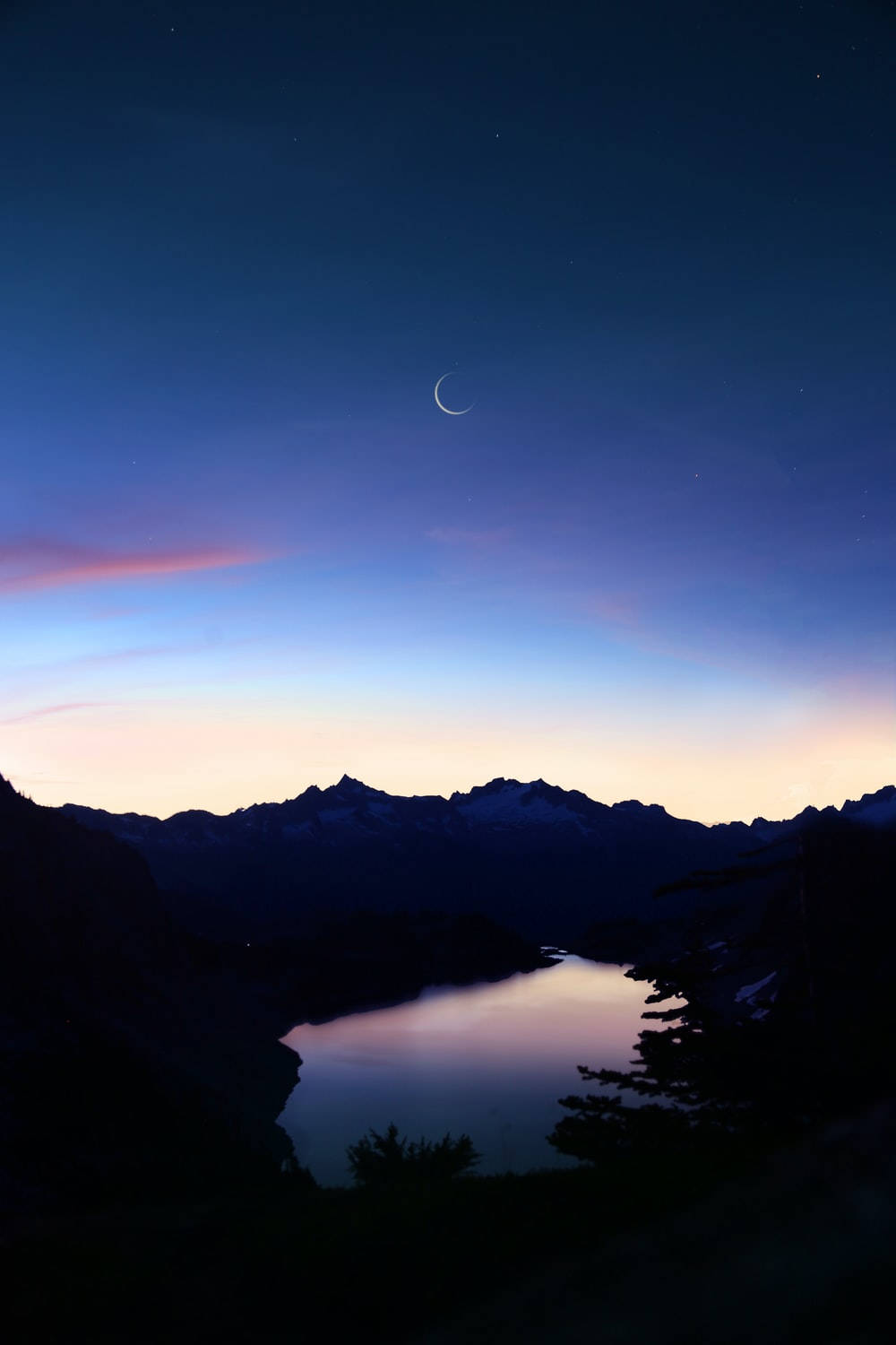 Blue Violet Sky Crescent Moon Wallpaper