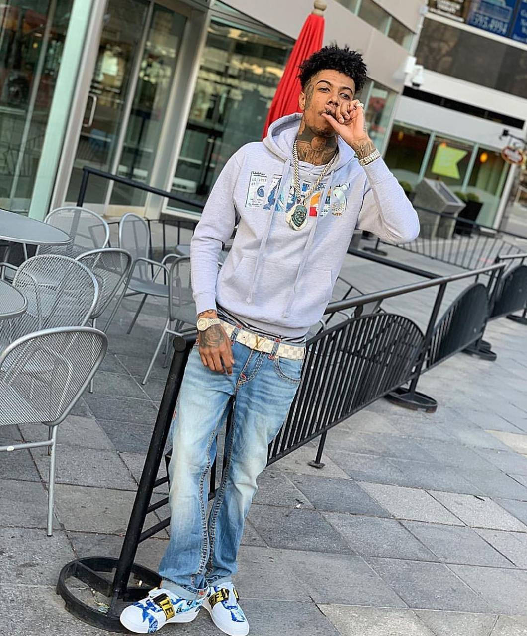 Blueface Gray Hoodie Wallpaper