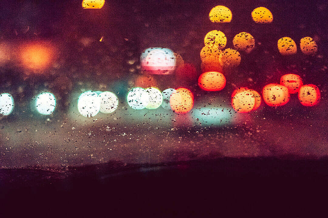 Bokeh Lights While It's Raining Wallpaper