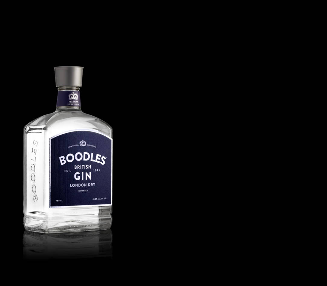 Boodles London Dry Gin Black Backdrop Wallpaper