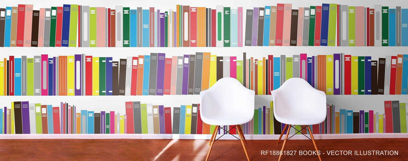 Book Murals Library Scene Wallpaper