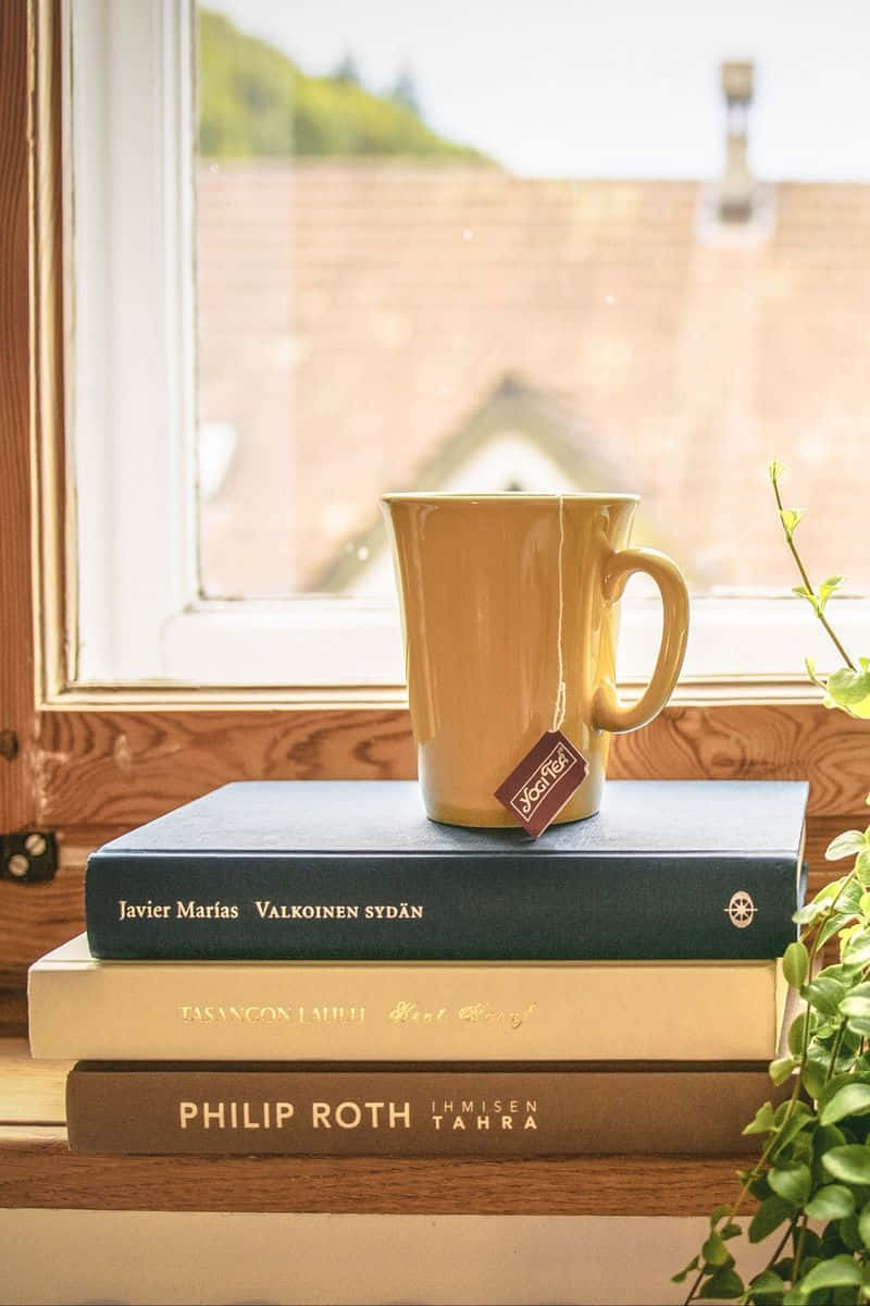 Books Iphone Coffee Cup Stack Wallpaper
