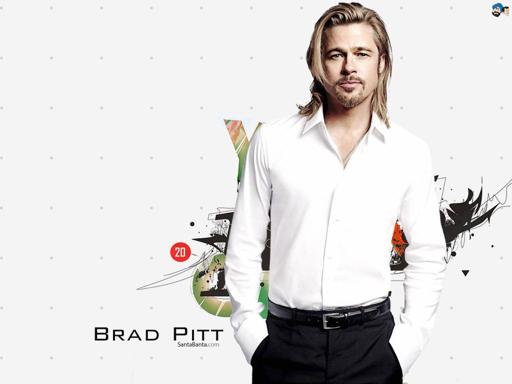 Brad Pitt Poses In White Modern Art Wallpaper