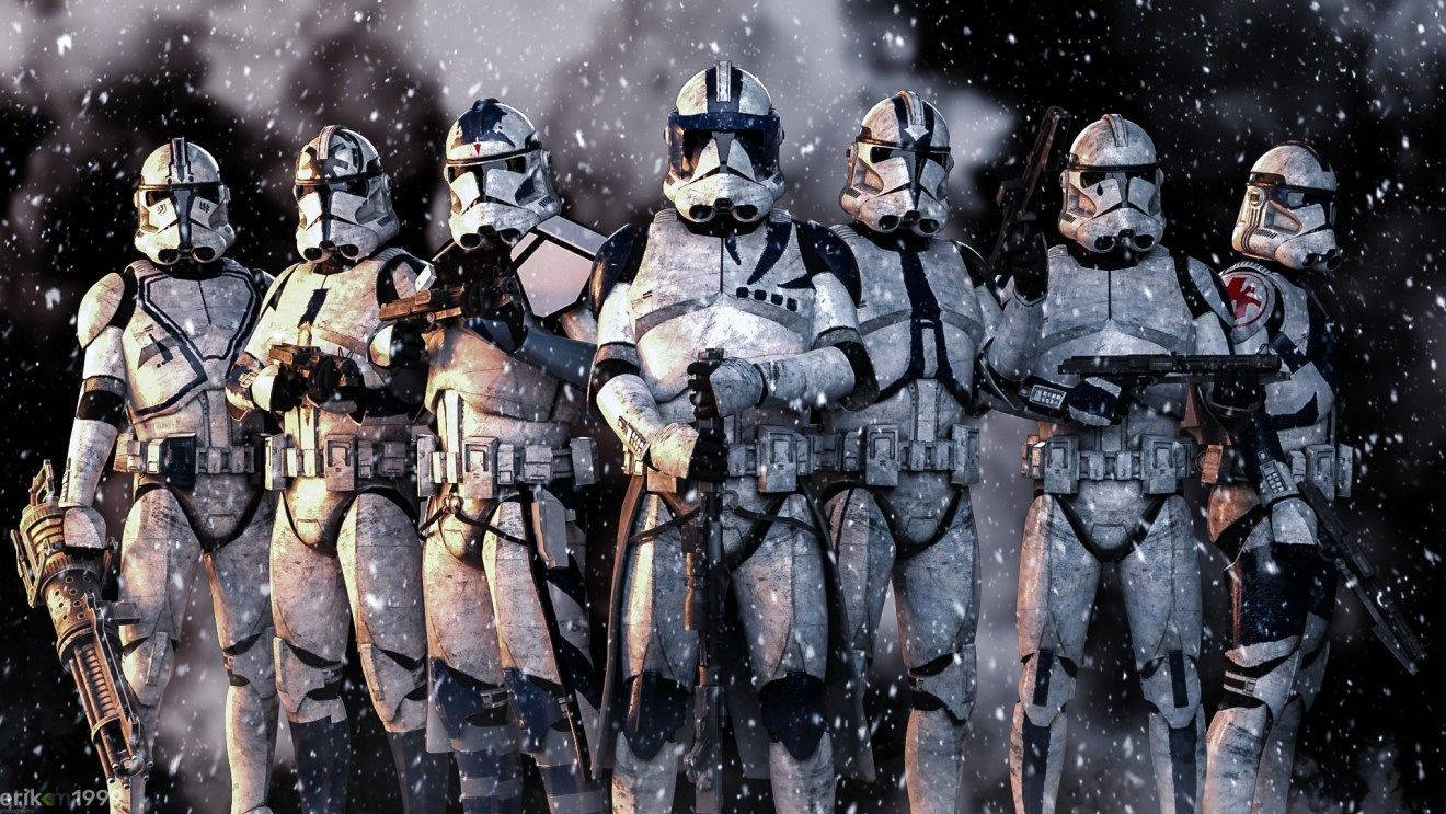 Brave Clone Troopers Braving Harsh Weather Conditions Wallpaper