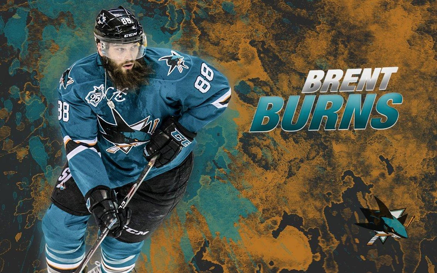 Brent Burns In Action - An Authentic Portrayal Of San Jose Sharks' Defenseman Wallpaper