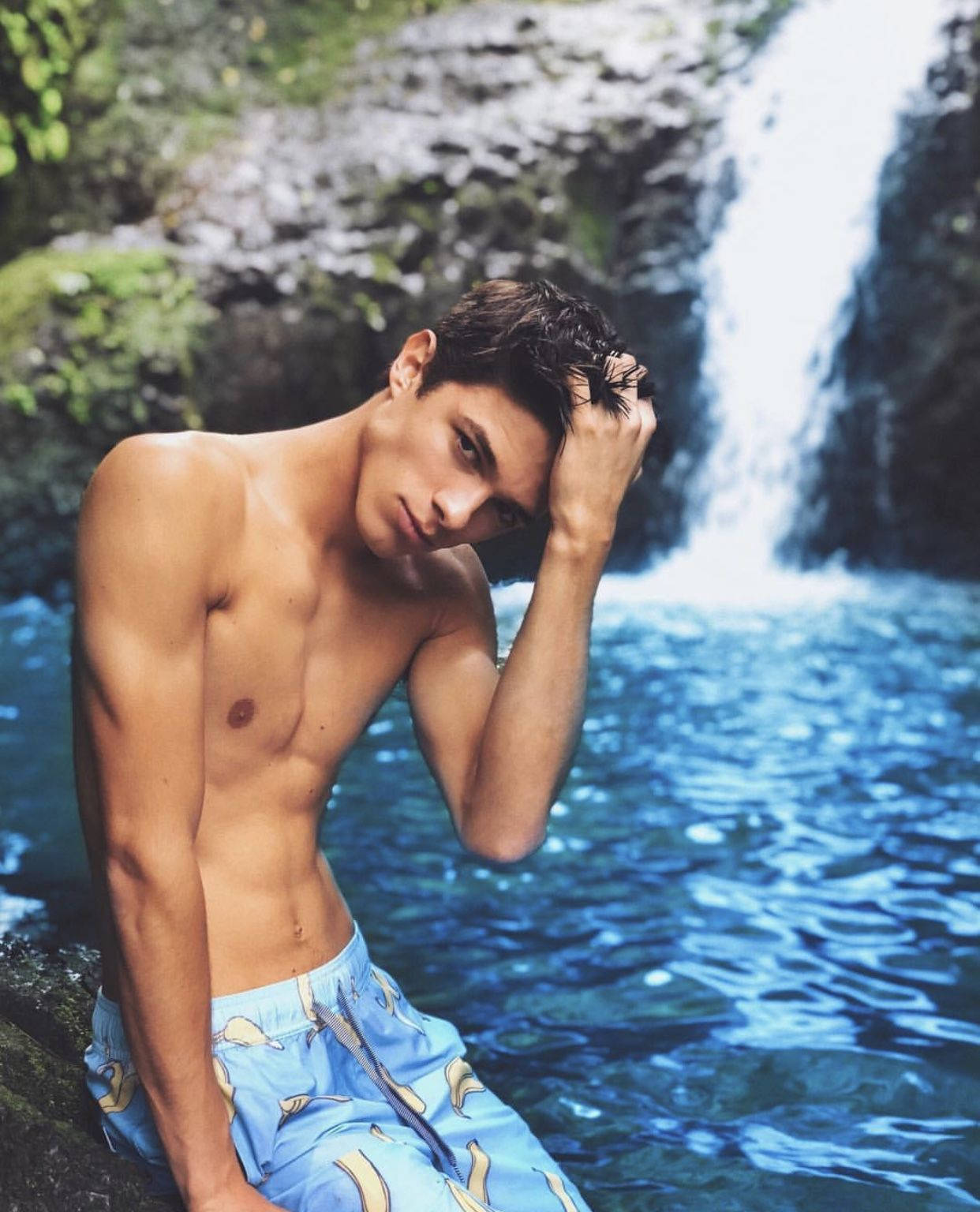 Brent Rivera Against Waterfalls Wallpaper