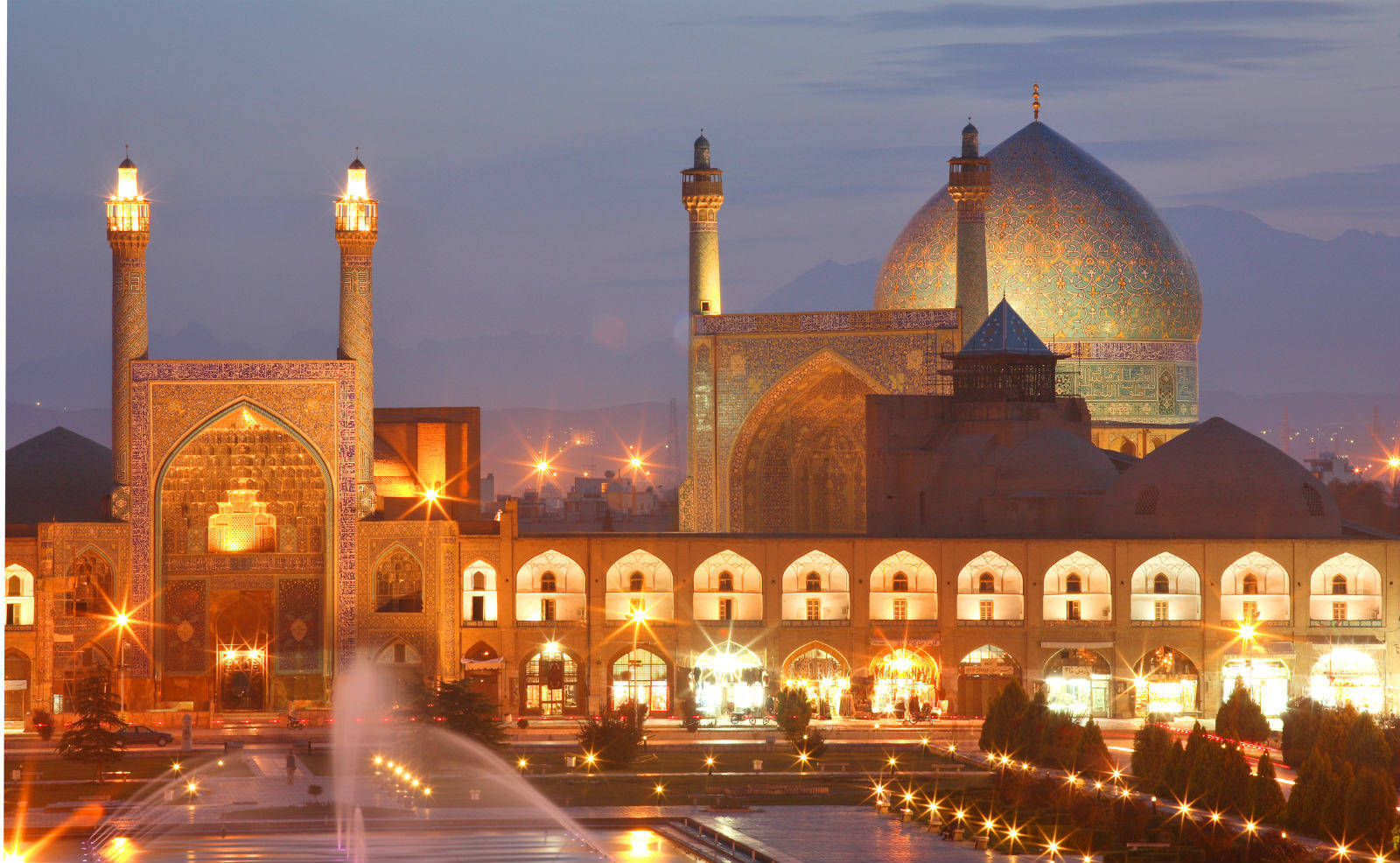 Bright Mosques At Night Iran Wallpaper