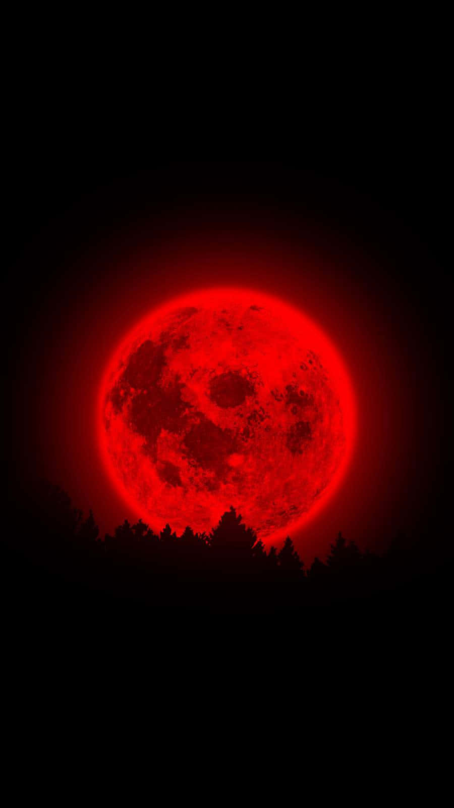 Bright Neon Red Blood Moon Wallpaper