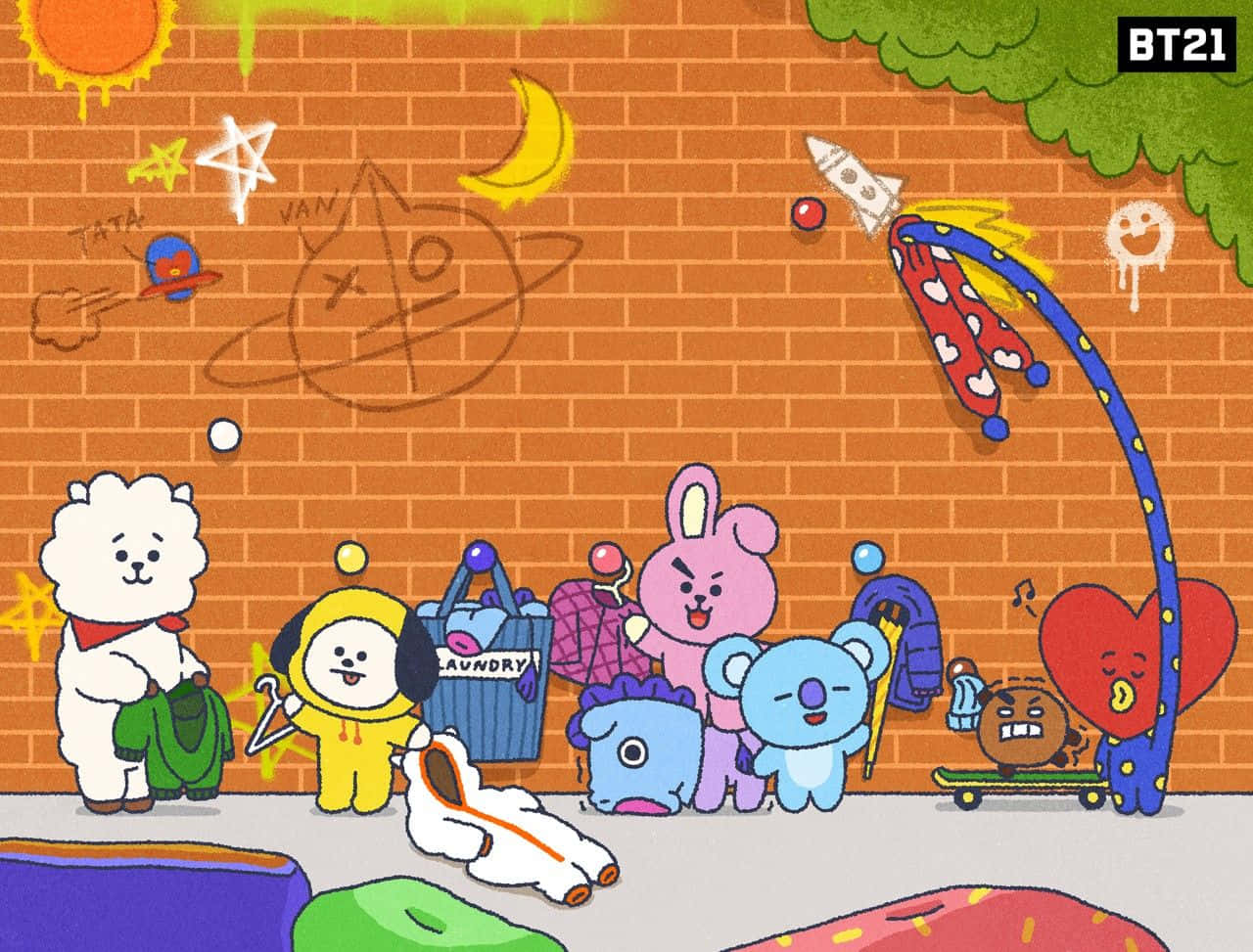 Brighten Up Your Day With Bts's Bt21 Wallpaper