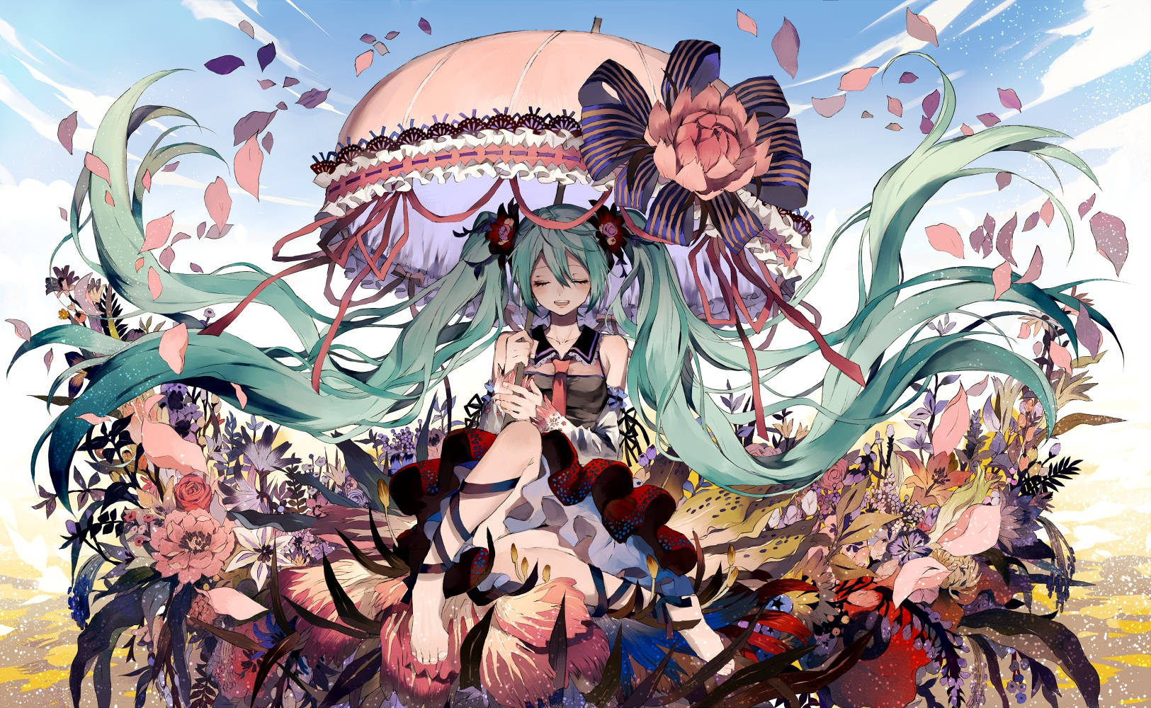 Brightly Colored Look And Feel Of A Cartoon Vocaloid Character Wallpaper