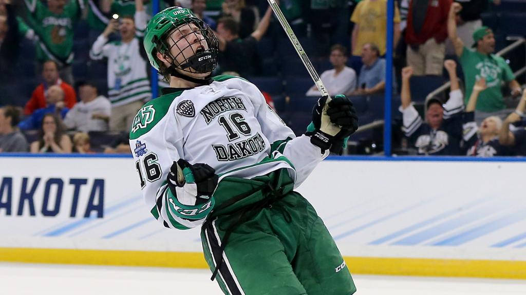 Brock Boeser North Dakota Celebrate Goal Wallpaper