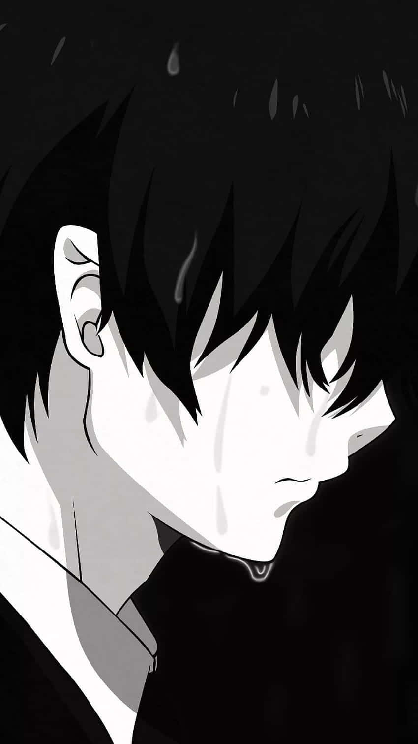 Broken Heart Anime Guy With Tears Falling Wallpaper