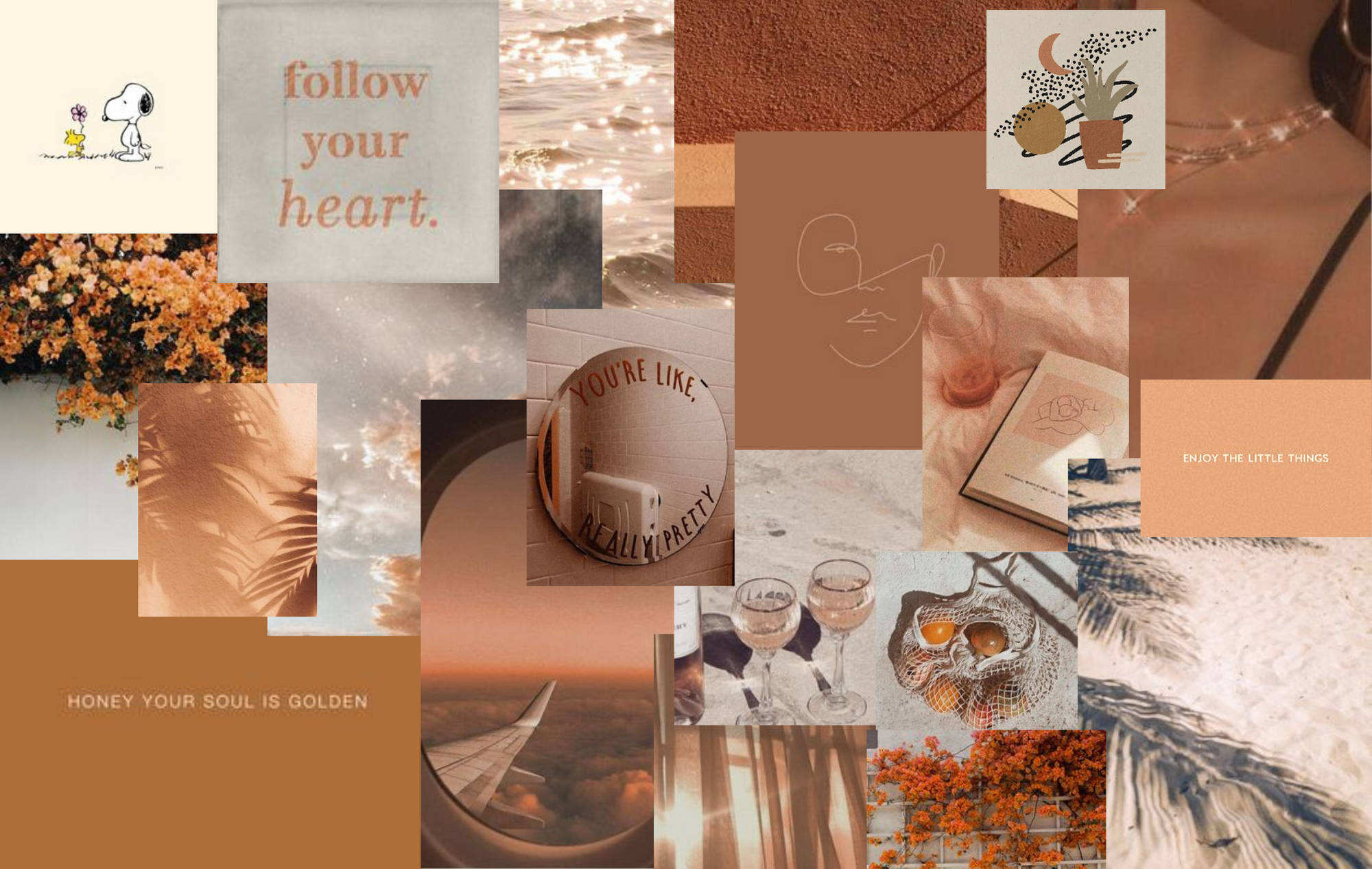 Brown Aesthetic Collage Laptop Wallpaper