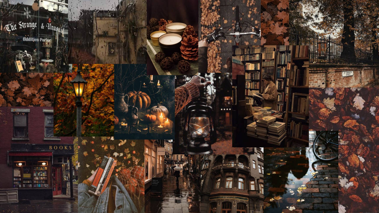 Brown Aesthetic Dark Mood Board Laptop Wallpaper