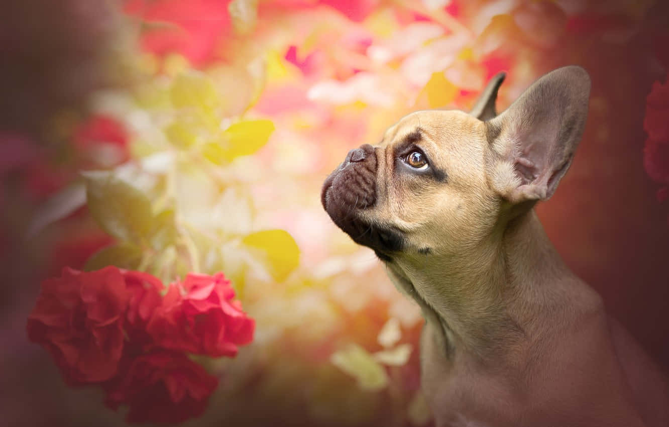 Brown French Bulldog Digital Painting Wallpaper